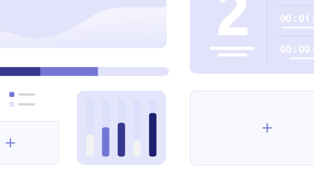 Un’interfaccia dashboard stilizzata che mostra vari elementi dell’UI, inclusi grafici, barre delle prestazioni e indicatori temporali.
