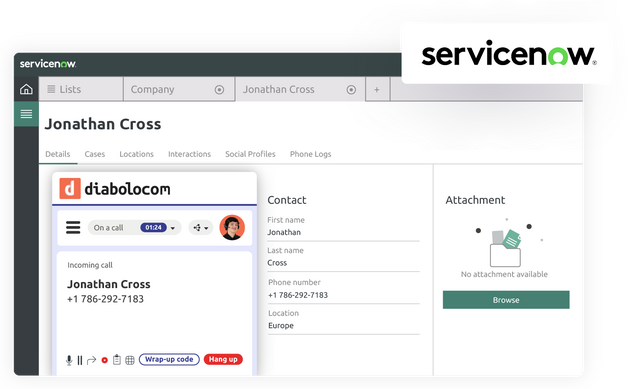 L'integrazione di ServiceNow con Diabolocom ottimizza le tue campagne telefoniche.