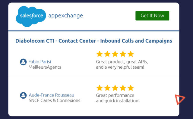 L'integrazione CTI di Diabolocom è disponibile su Salesforce AppExchange.