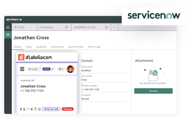 L'integrazione di ServiceNow con Diabolocom ottimizza le tue campagne telefoniche.