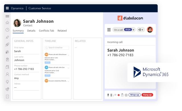 Integra Microsoft Dynamics con Diabolocom per tracciare la comunicazione in modo efficiente su un'interfaccia singola.