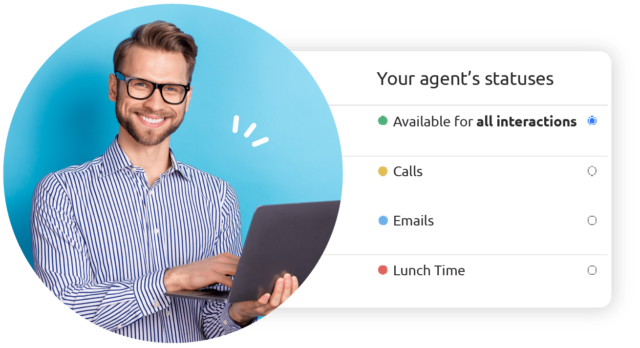 Il nostro software per contact center consente di sincronizzare lo stato degli agenti su tutti i canali.